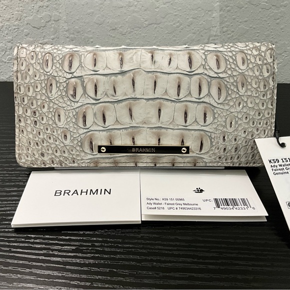 Brahmin Ady FAIREST GREY MELBOURNE Slim Leather Wallet NWT - Picture 1 of 8